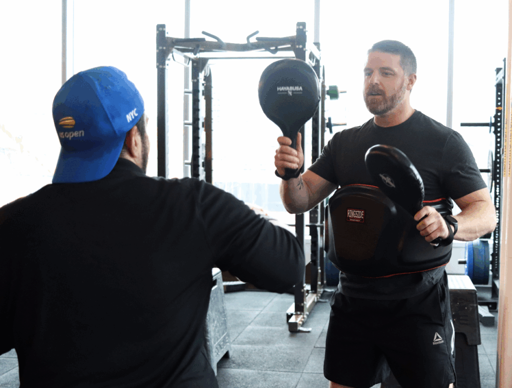 Jad boxing during a personal training session at the Downtown Toronto gym.